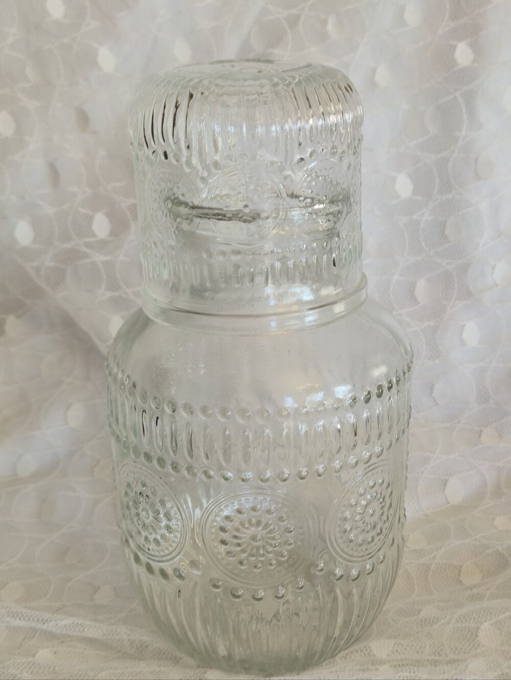 Bedside Water Carafe and Glass Set Snowflake Design Jug Water Pitcher